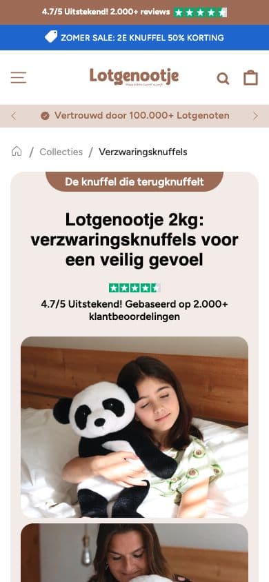 Lotgenootje mobile collection page view