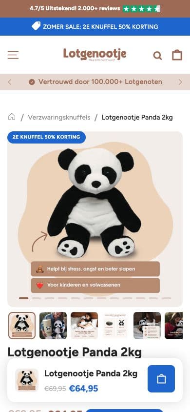 Lotgenootje mobile product page view