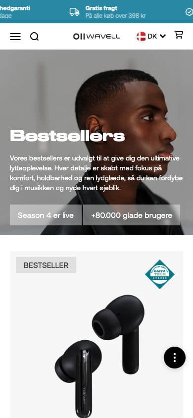 Wavell mobile collection page view