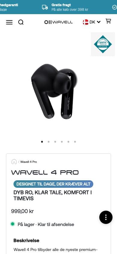 Wavell mobile product page view